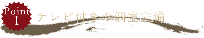 テレビ付きの個室完備